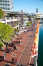 The beautiful pedestrian walkway along Dockside ,is ideally positioned within Cockle Bay Wharf.